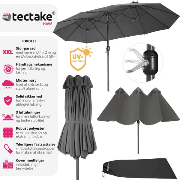 Parasol Silia 460x270cm - grå