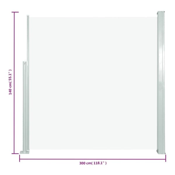 vidaXL Uttrekkbar sidemarkise 140x300 cm kremhvit