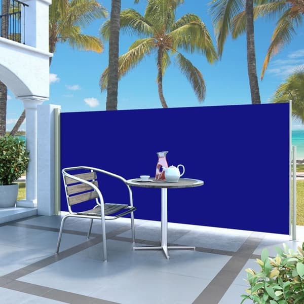 vidaXL Sisäänvedettävä terassin sivumarkiisi 140x300 cm sininen