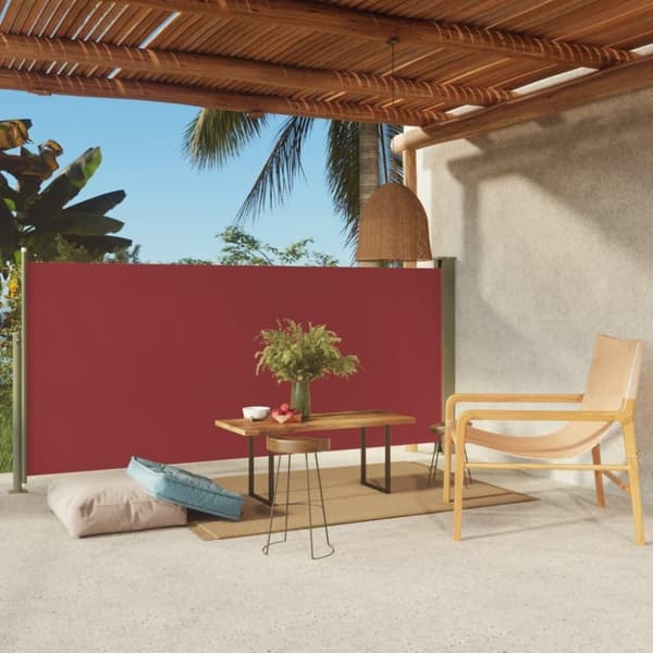 vidaXL sammenrullelig sidemarkise til terrassen 140x300 cm rød