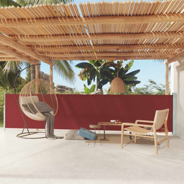 vidaXL sammenrullelig sidemarkise til terrassen 117x600 cm rød