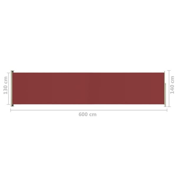 vidaXL Uttrekkbar sidemarkise 140x600 cm rød