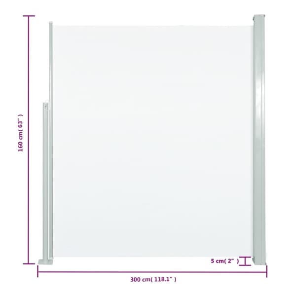 vidaXL Uttrekkbar sidemarkise 160x300 cm kremhvit