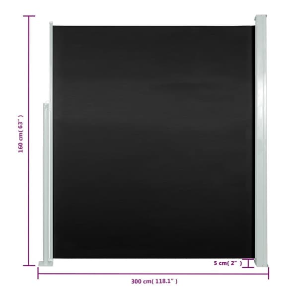 vidaXL Infällbar sidomarkis 160x300 cm svart