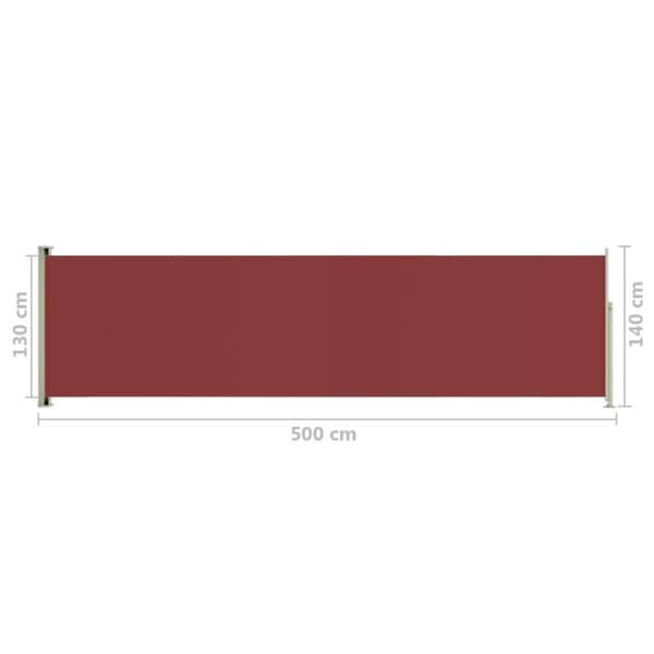 vidaXL Sisäänvedettävä terassin sivumarkiisi 140x500 cm punainen