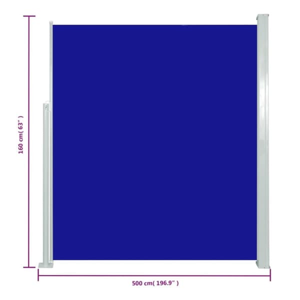 vidaXL Infällbar sidomarkis 160x500 cm blå