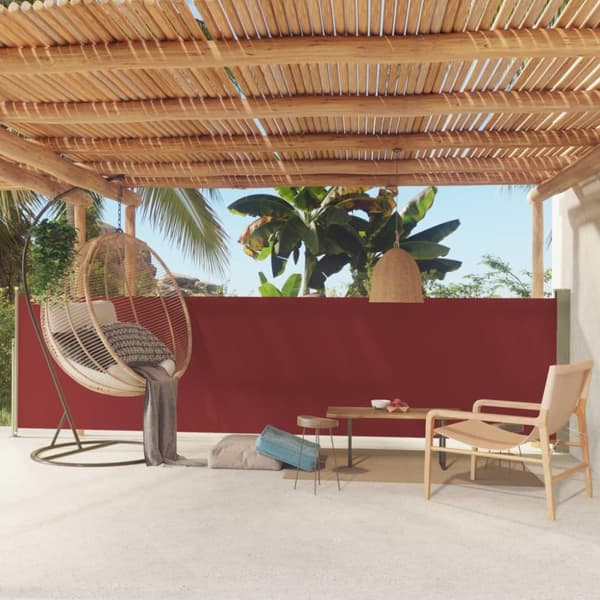 vidaXL Infällbar sidomarkis 140x500 cm röd