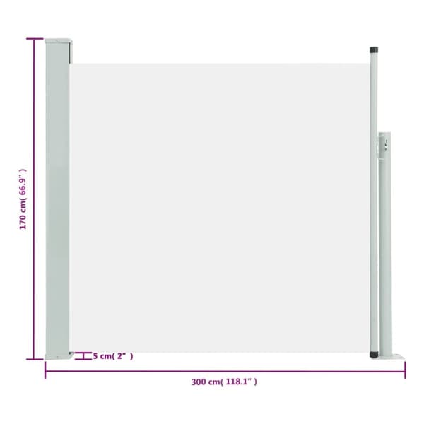 vidaXL sammenrullelig sidemarkise til terrassen 170x300 cm cremefarvet