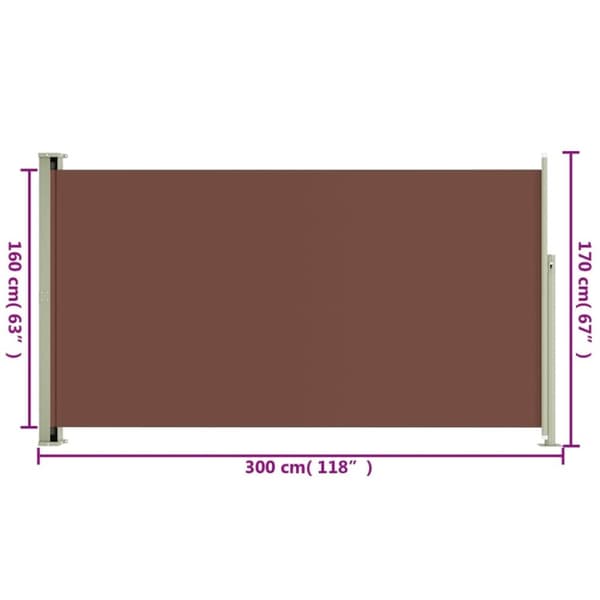 vidaXL Uttrekkbar sidemarkise 170x300 cm brun