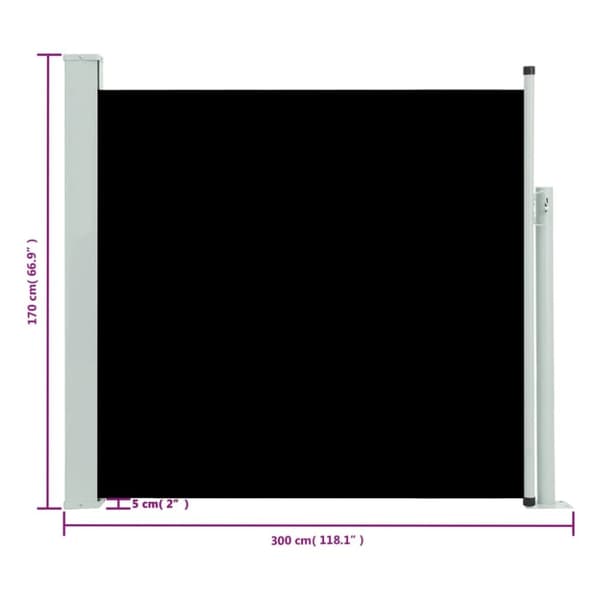 vidaXL Uttrekkbar sidemarkise 170x300 cm svart