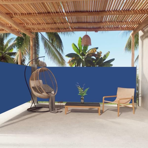 vidaXL sammenrullelig sidemarkise 140x600 cm blå