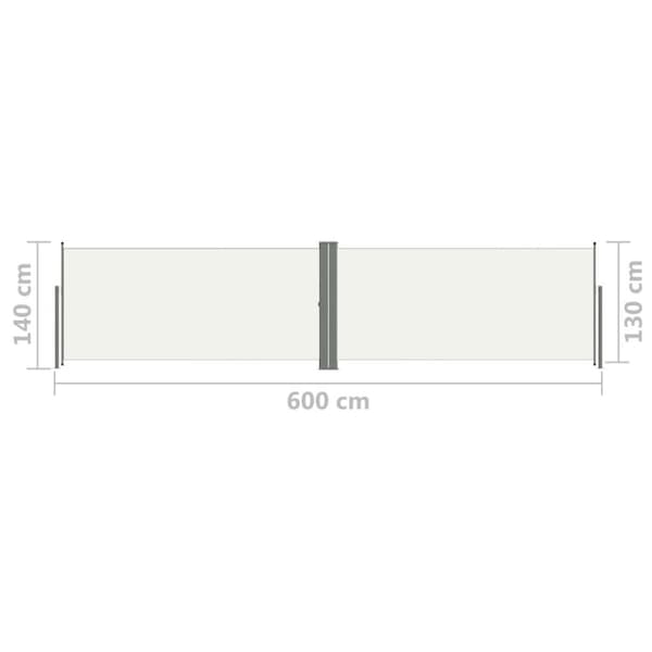vidaXL Uttrekkbar sidemarkise 140x600 cm kremhvit