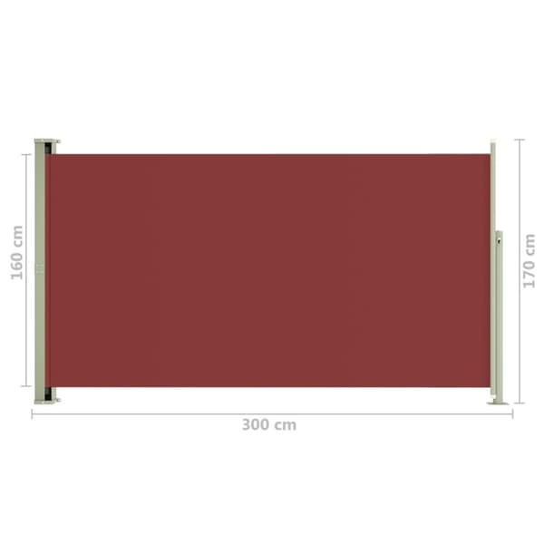 vidaXL Sisäänvedettävä terassin sivumarkiisi 170x300 cm punainen