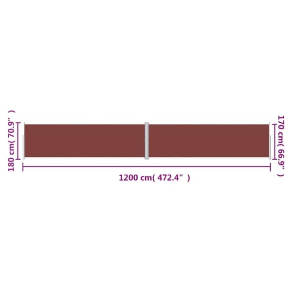 vidaXL Uttrekkbar sidemarkise 180x1200 cm brun