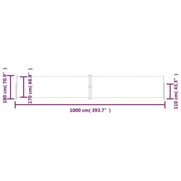 vidaXL Uttrekkbar sidemarkise 180x1000 cm blå