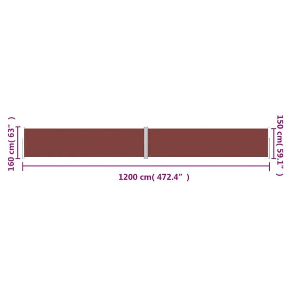 vidaXL Uttrekkbar sidemarkise 160x1200 cm brun