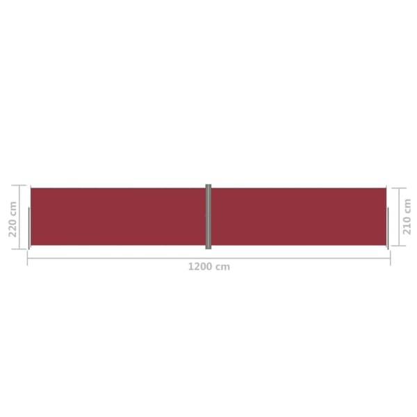 vidaXL Infällbar sidomarkis röd 220x1200 cm