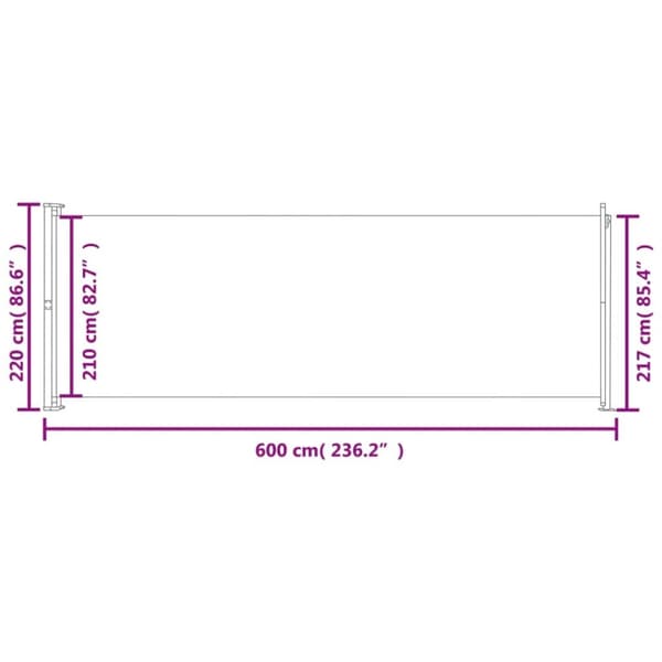 vidaXL Uttrekkbar sidemarkise 220x600 cm rød