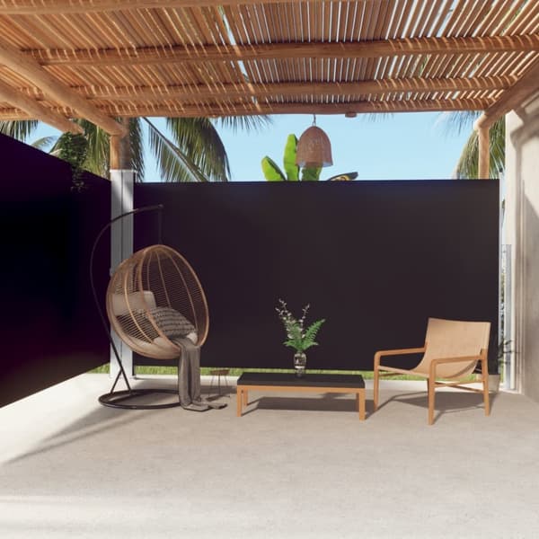 vidaXL sammenrullelig sidemarkise 200x600 cm sort