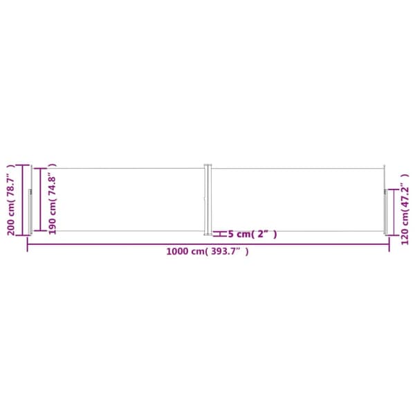 vidaXL Uttrekkbar sidemarkise 200x1000 cm antrasitt