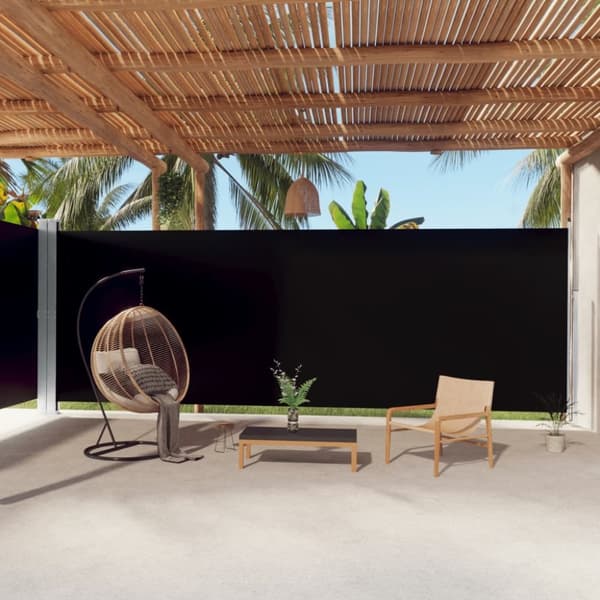 vidaXL Sisäänvedettävä sivumarkiisi musta 220x1000 cm