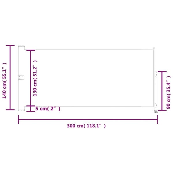 vidaXL Uttrekkbar sidemarkise 140x300 cm svart