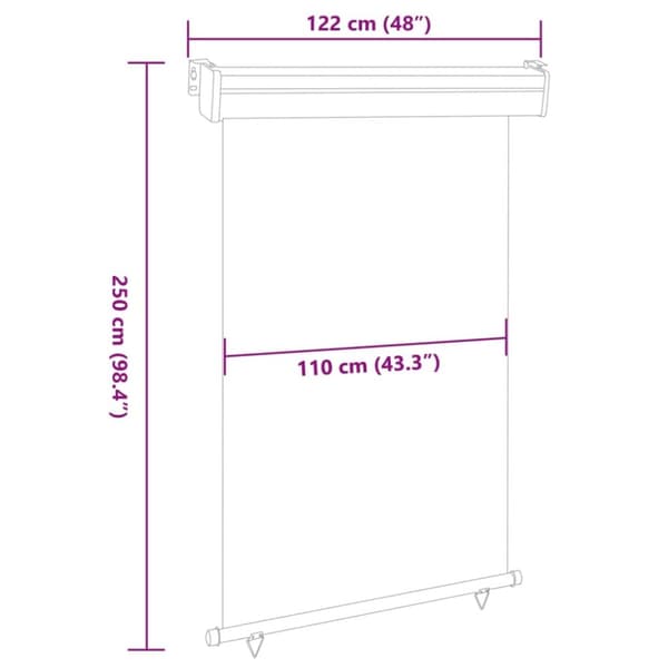 vidaXL Sidemarkise for balkong 122x250 cm svart