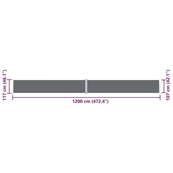 vidaXL Uttrekkbar sidemarkise antrasitt 117x1200 cm