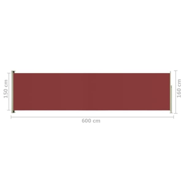 vidaXL Infällbar sidomarkis 160x600 cm röd