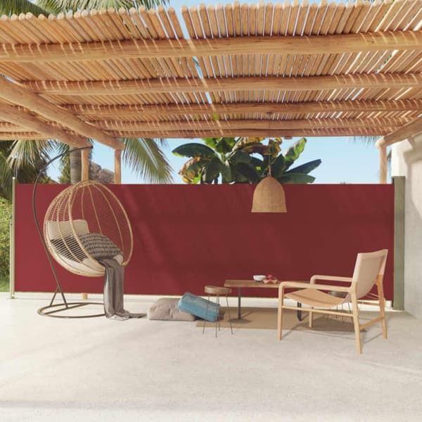 vidaXL Infällbar sidomarkis 160x600 cm röd