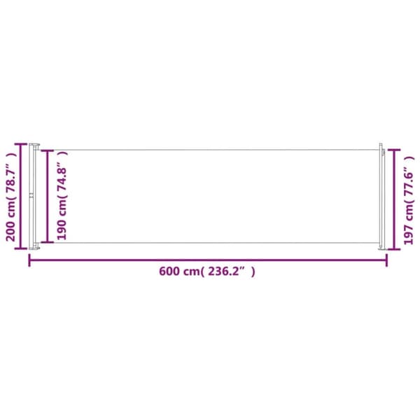 vidaXL Sisäänvedettävä terassin sivumarkiisi 200x600 cm sininen