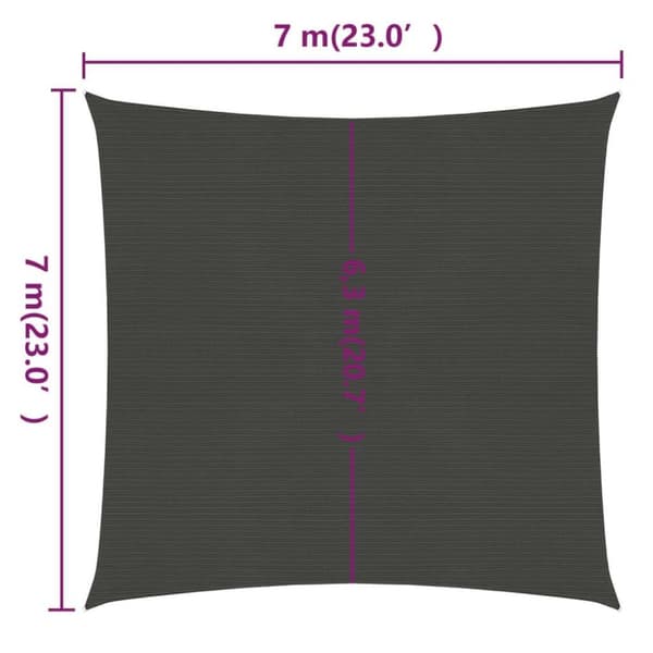 vidaXL Solseil 160 g/m² antrasitt 7x7 m HDPE