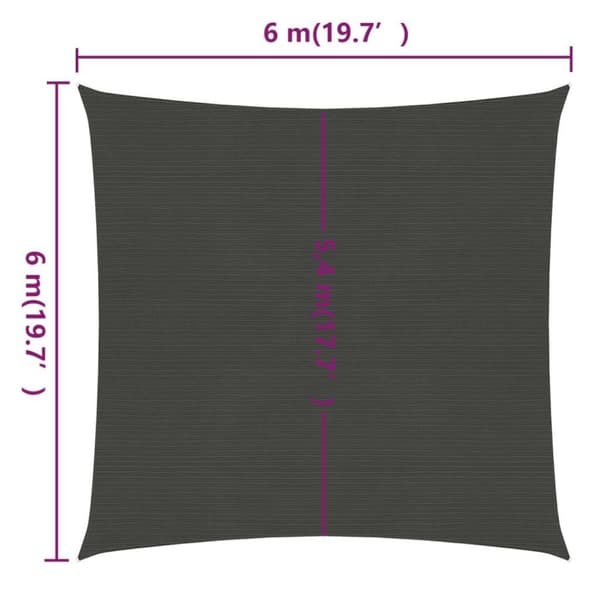 vidaXL solsejl 6x6 m 160 g/m² HDPE antracitgrå