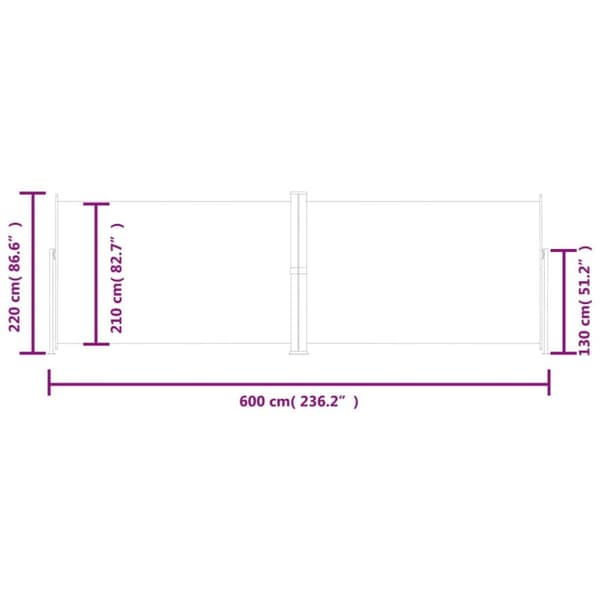 vidaXL Sisäänvedettävä sivumarkiisi antrasiitti 220x600 cm