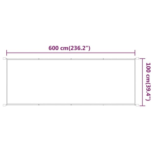 vidaXL Vertikal markise hvit 100x600 cm oxfordstoff