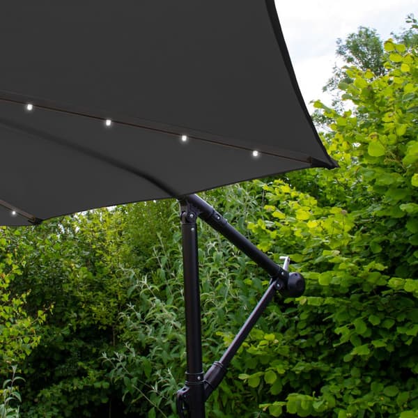 3m LED Hængende Cantilever Parasol Solcelledrevet UV-beskyttelse