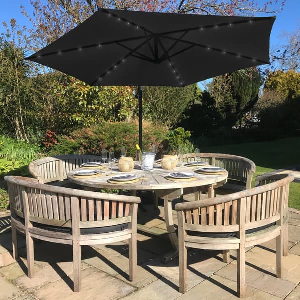 3m LED Hængende Cantilever Parasol Solcelledrevet UV-beskyttelse