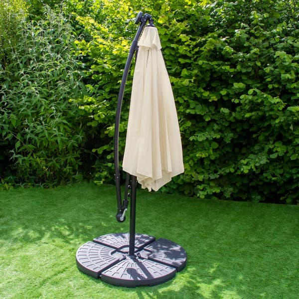 3m LED Cantilever Parasol With Round Base Solar Powered
