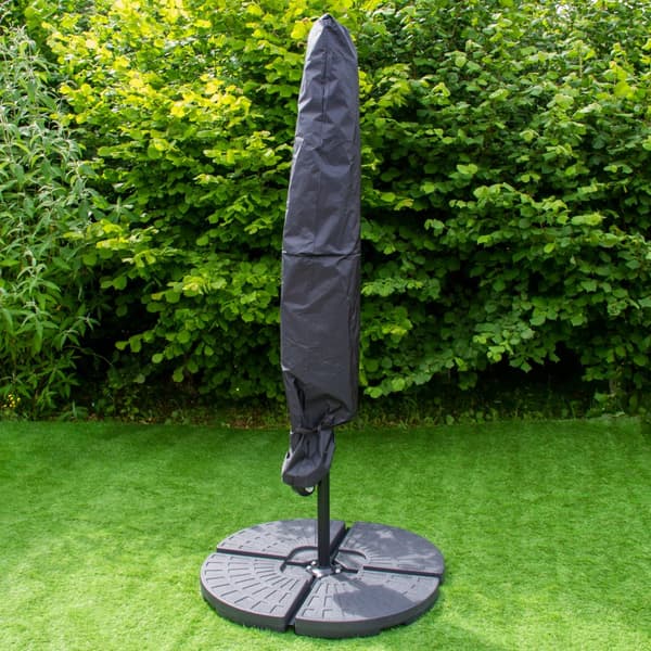 3m LED Cantilever Parasol With Round Base Solar Powered