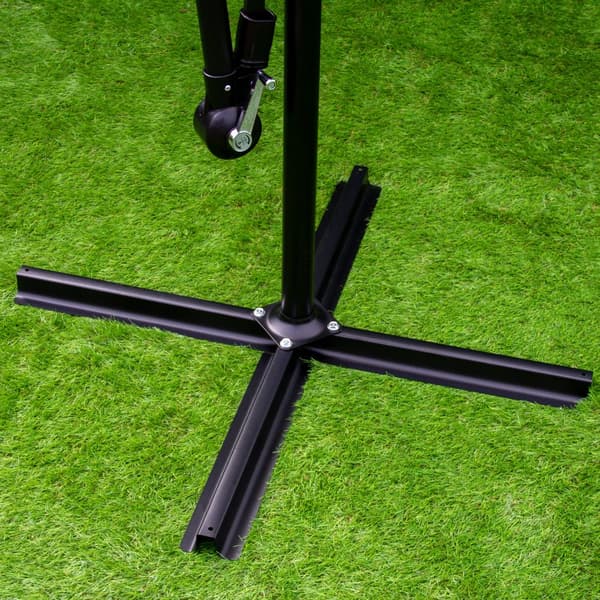 3m LED Cantilever Parasol With Round Base Solar Powered
