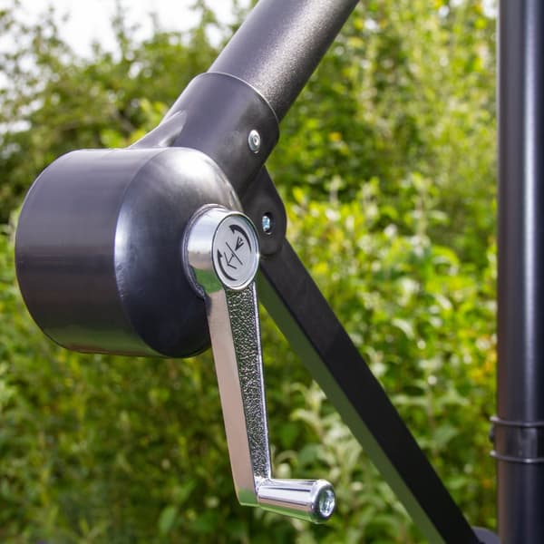 3m LED Cantilever Parasol With Round Base Solar Powered