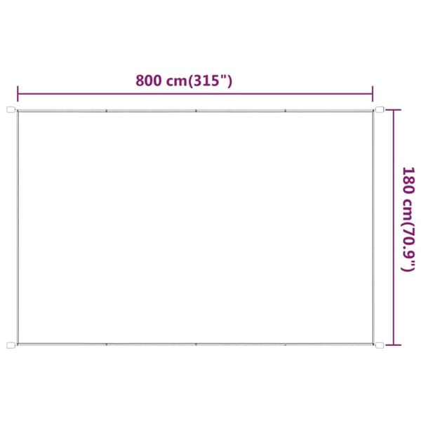 vidaXL Vertikal markise hvit 180x800 cm oxfordstoff