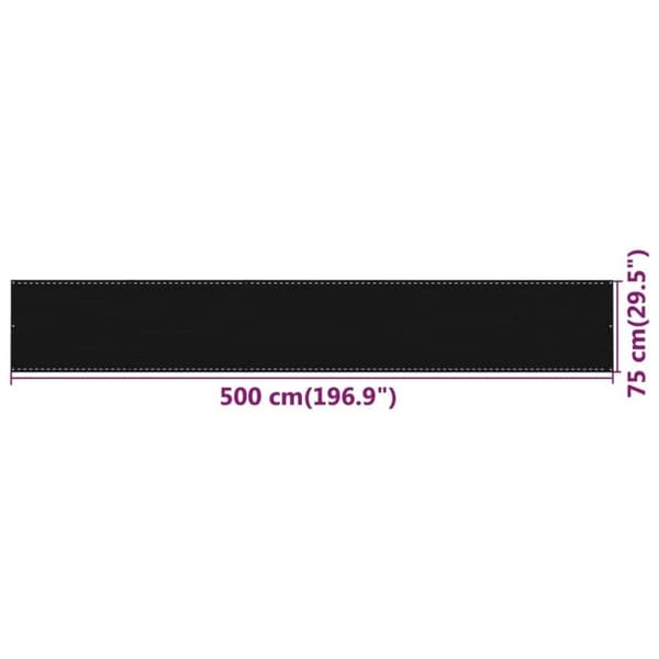 vidaXL Balkongskjerm svart 75x500 cm HDPE