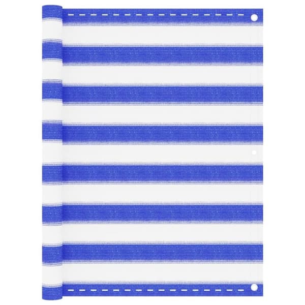 vidaXL Parvekkeen suoja sininen ja valkoinen 90x400 cm HDPE