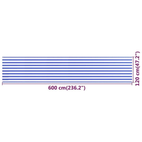 vidaXL altanafskærmning 120x600 cm HDPE blå og hvid