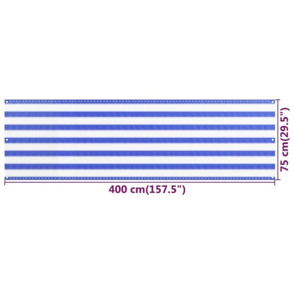 vidaXL Balkongskärm blå och vit 75x400 cm HDPE
