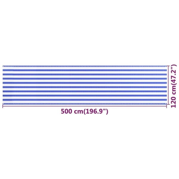 vidaXL Balkongskjerm blå og hvit 120x500 cm HDPE