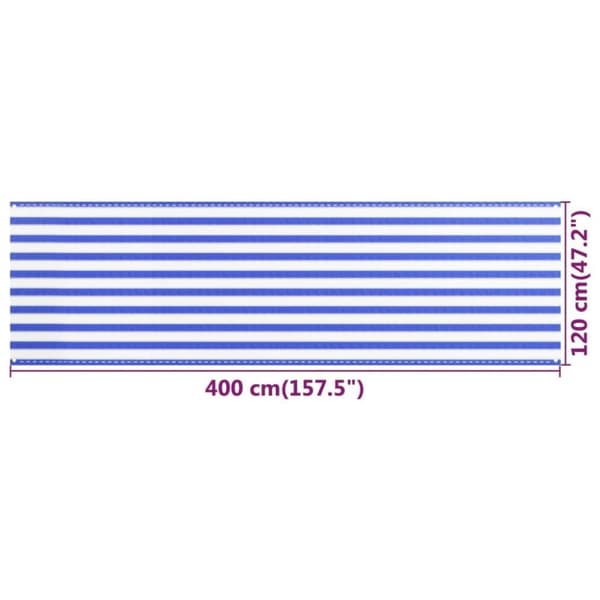 vidaXL altanafskærmning 120x400 cm HDPE blå og hvid