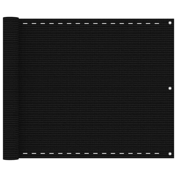 vidaXL Balkongskjerm svart 75x600 cm HDPE