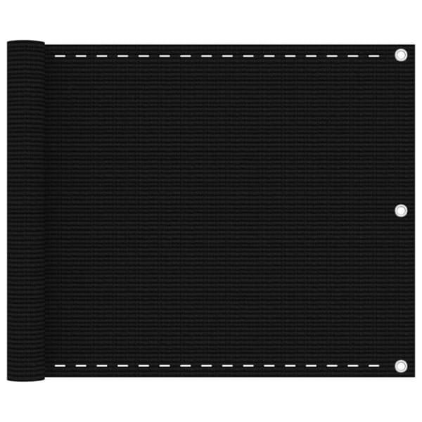 vidaXL Balkongskjerm svart 75x600 cm HDPE